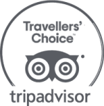 This image is a TripAdvisor Travelers' Choice logo, featuring an owl icon and the text "Travelers' Choice" above and "tripadvisor" below.